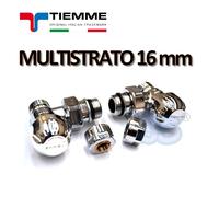 Valvola e detentore cromati TIEMME 1/2'' con adattatori per multistrato 16x2 mm