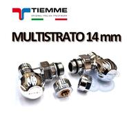 Valvola e detentore cromati TIEMME con adattatori per tubo multistrato 14x2 mm