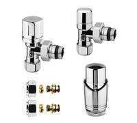 Inbagno Valvola termostatica e detentore ½ in Acciaio dalle Diverse colorazioni, Completi di termostato con sensore a Liquido e raccordi per Rame o Multistrato (Multi 16x2, Cromo)