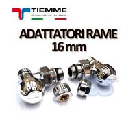 Valvola e detentore cromo TIEMME 1/2'' a squadra con adattatori per tubo rame 16