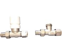 HM | Valvola e detentore dritto per Termosifoni Multistrato 3/8x16, Nichelate, c