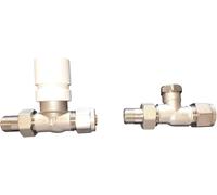 HM | Valvola e detentore dritto per Termosifoni Multistrato 3/8x16, Nichelate, c