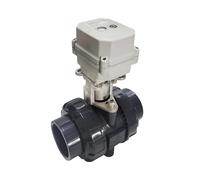 Valvola elettrica for acqua DN50 Tsaifan a 2 vie in UPVC con estremità a unione vera, valvola con motore elettrico da 2 pollici e 15 Nm for l'approvvigionamento idrico del serbatoio(BSP-AC-CR502)