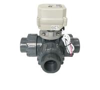 Valvola elettrica for acqua in plastica a 3 vie con attuatore 230V, valvola a sfera motorizzata elettrica con IP67 certificata for l'industria chimica(NPT THREAD_CR303)