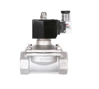 Valvola elettromagnetica in acciaio inossidabile Elettrovalvola a solenoide 220V 12V 24V normalmente chiusa da 3/4" in acciaio inossidabile ad azione diretta con luce a LED(DC12V)