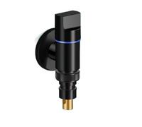 Valvola for rubinetto della lavatrice in metallo, entrata e uscita, doppio controllo, multifunzione, arresto 'acqua, montaggio a parete(Black)