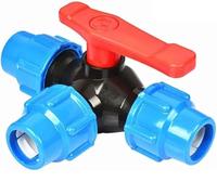 Valvola in plastica a tre vie da 1 pezzo: diametro interno della valvola PE di tipo T for una connessione rapida e un funzionamento semplice(Blue,40mm)