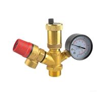 Valvola limitatrice di pressione in ottone con manometro, 3 bar, DN25, 2,5 cm, sfiato di sicurezza per sistema di riscaldamento della caldaia, estrazione automatica dell'aria, oro