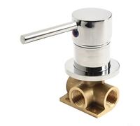 Valvola miscelatore manuale da 1/2 pollici, montaggio a parete, rotonda, in ottone, leva singola, controllo dell'acqua calda e fredda, con funzione on/off, per bagno, nero, cromato, oro (cromato)