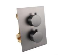 Valvola miscelatore termostatica per doccia in ottone massiccio con cromatura, filettatura G1/2, deviatore a 2 vie per controllo del bagno e doccia, parete incorporata (grigio)
