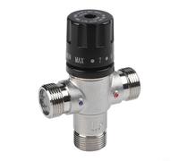 Valvola miscelatrice termostatica 3/4" DN20 per riscaldamento solare, controllo della temperatura 35-55°C, valvola di sicurezza in rame contro le scottature per doccia e vasca da bagno, argento/nero