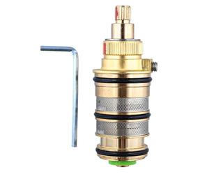 Valvola miscelatrice termostatica in ottone, cartuccia doccia in ottone massiccio con arresto di sicurezza a 38 °C, pezzo di ricambio per rubinetto da bagno dorato