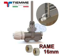 Valvola mono/bitubo 1/2'' TIEMME con adattatori rame 16 mm - attacchi a squadra