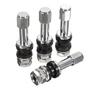 Valvola per Pneumatici per Auto, Set Stelo Valvola Pneumatico Ruota Tubeless TR48E da 4 Pezzi, Stelo Valvola in Acciaio Inox con Tappi Antipolvere