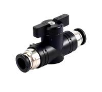 Valvola pneumatica, valvola manuale, rubinetto a farfalla, controllo della velocità aria, adattatore 6 mm, 8 mm, 10 mm, filettatura esterna 1/8 1/4 3/8 1/2, connettore nero(B-UC-10)