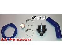 Valvola Pop Off Cromata,Tubi siliconici Blu + Curva 45 gradi diam 25 mm