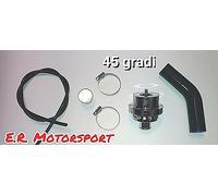 Valvola Pop Off Cromata,Tubi siliconici Neri + Curva 45 gradi diam 25 mm