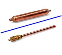 Valvola rame carica gas R600a frigorifero 10cm Ø6,3mm spess. 1mm + filtro 10gr. Ø5mm x Ø2,5mm 110mm. + verghetta saldatura Ø2x150mm