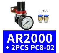 Valvola regolatrice di sicurezza della pressione del compressore di controllo 'aria AR2000 G1/4'' con manometro di montaggio e staffa(AR2000 and PC8-02)
