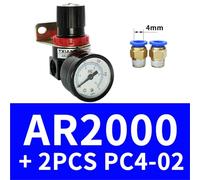 Valvola regolatrice di sicurezza della pressione del compressore di controllo 'aria AR2000 G1/4'' con manometro di montaggio e staffa(AR2000 and PC4-02)