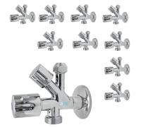 Valvola Rubinetto di Arresto Sottolavabo con doppio Attacco 1/2-3/4-3/8 Multipack (10, Cromo Lucido)