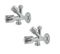 Valvola Rubinetto di Arresto Sottolavabo con doppio Attacco 1/2-3/4-3/8 Multipack (2, Cromo Lucido)