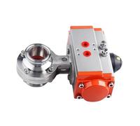 Valvola sanitaria in acciaio inossidabile SS304 con attuatore pneumatico, 1 pezzo, tubo da 19-108 mm, morsetto a tre vie da 1,5", 2" -4".(219mmPipeK233mm AT1,Double Acting)