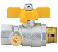 VALVOLA SFERA GAS MASCHIO FEMMINA A FARFALLA ENOLGAS CON PRESA DI PRESSIONE S143