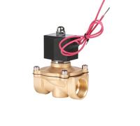 Valvola Solenoide in Ottone Valvola Elettromagnetica Valvola di Arresto Componente di Automazione Attuatore Superiore Bobina Nera Cavi Rossi Corpo, DN25 1 Pollice, AC220V