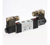 Valvola solenoide pneumatica a doppia bobina 4V220-08 a 5 vie 2 posizioni 1/4 1/8 di pollice DC12V DC24V AC110V AC220V con raccordi silenziatore 1 pezzo (4V220-08, AC 220V)