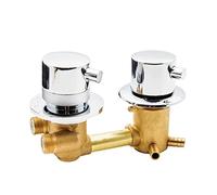 Valvola termostatica per doccia, cartuccia in ottone a 2/3/4 vie, controllo della temperatura regolabile, uscite da 10/12,5/14,5 cm, doppio supporto per bagno, struttura in ottone durevole