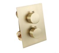 Valvola termostatica per doccia G1/2 a 2 vie, in ottone cromato, miscelatore rotondo per doccia (finitura nera), controllo della temperatura regolabile e design a prova di perdite