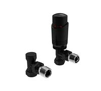 Valvola termostatica per radiatore ad angolo o diritta nera opaca per termostato TRV (angolare)