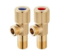 Valvola triangolare di ingresso rubinetto a 4 punti in ottone G1/2, interruttore di arresto dell'acqua for riscaldatore, bagno, WC e lavatrice(A pair of blue and r)