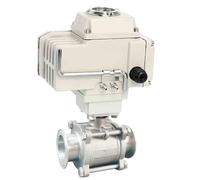 Valvole a sfera elettriche con ghiera Tri-Clamp con valvola a sfera motorizzata ad alta piattaforma DN50 in acciaio inossidabile 220VAC(24VDC)