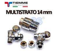 Valvole e testa termostatica cromati TIEMME con adattatori per multistrato 14x2