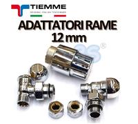 Valvole e testa termostatica cromati TIEMME con adattatori per tubo rame 12 mm