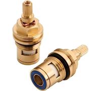 Valvole for rubinetto Sostituzione acqua calda e fredda Cartucce con inserto a disco ceramico in ottone for miscelatore Un quarto di giro 20 scanalature G 1/2"(Rood)