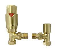 Valvole termostatiche ad angolo in ottone spazzolato per termosifone, risparmio energetico