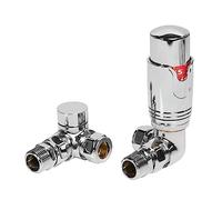 Valvole termostatiche per radiatore e valvola ad angolo Lockshield - Design moderno e di classe 1/2" x 15 mm angolo valvole per radiatore (cromato)