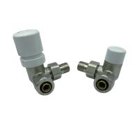 Valvole Termostatizzabili Angolari 3/8x16 Nichelate Universali DX SX Ottone Resistente Facile Installazione Adattatori Inclusi Per Termosifoni dietro Porte