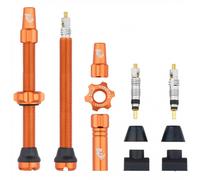 Valvole Tubeless Bici MTB 60mm Arancio Alluminio compatibili inserti