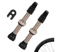 Valvole Tubeless incluso strumento di rimozione,Set di 2, Nero, 45 mm, Incluso Strumento di Rimozione del Nucleo, in Ottone Cromato, Resistente agli Urti, Ideale per MTB e Bici da Strada