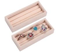 Valyria Set di 2 piccoli organizer per anelli in velluto a 2 scomparti, per orecchini, vetrine, organizer per gioielli, cassetti, cassettiere