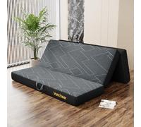 Vamcheer Materasso Pieghevole Extra Spessa - Materasso Matrimoniale 140x195 Spugna 15cm, Pouf Pieghevole per Ospiti, Sfoderabile e Lavabile per Viaggi, Campeggio, Letto