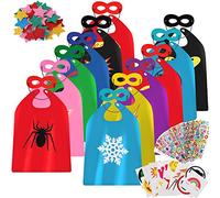 vamei 12 Pezzi Costumi da Supereroi Mantello Supereroi e Maschere Festa Compleanno Carnevale Halloween Costume Gioco Travestimento Mantelli Supereroi Giocattoli Regalo per Bambini Bambina