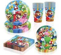 VAMITV Animazione Classica Stoviglie per Feste di Compleanno, Tema del Gioco Piatti di Carta per Feste 50 Pezzi per Bambini Feste a Tema-10 9'' Piatti, 10 7'' Piatti, 20 Tovaglioli, 10 Tazze