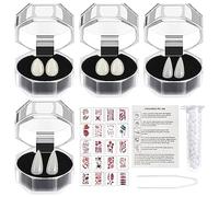 Vampir Fangs Kit, 4 misure per vampiri Cosplay Fangs, 4 paia di denti da vampiro personalizzati con 1 tubo, pellet di denti, protesi finte con 20 tatuaggi temporanei per Halloween Cosplay