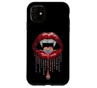Vampire Lips Fangs LGBTQ Pride Rainbow Heart Halloween Custodia per iPhone 11