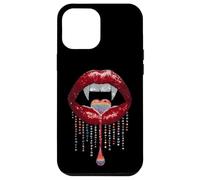 Vampire Lips Fangs LGBTQ Pride Rainbow Heart Halloween Custodia per iPhone 12 Pro Max